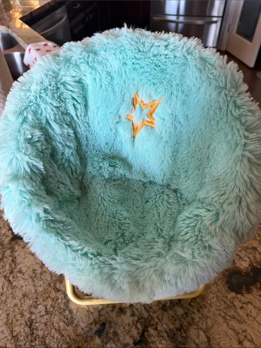 American Girl Mint Green Plush Doll Chair with Gold Star Great Condition